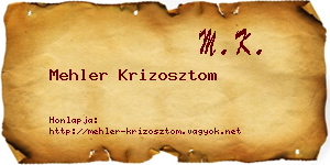 Mehler Krizosztom névjegykártya